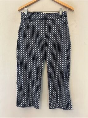 Roz & Ali navy  blue patterned cropped pants Size 6 P New